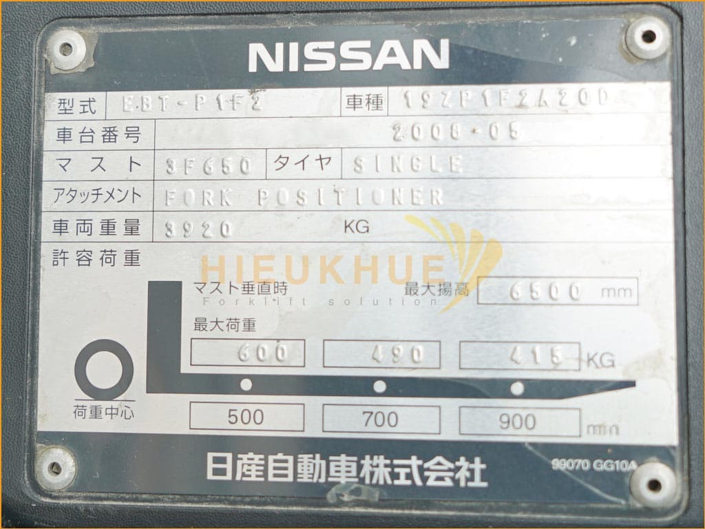 Xe nâng xăng - gas NISSAN EBT-P1F2 - Ảnh 7