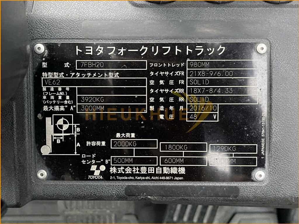Xe nâng điện ngồi lái TOYOTA 7FBH20 - Ảnh 9